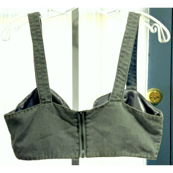 AFRM Koa Denim Bustier Crop Top In Light Wash Sz Large Back Zip Satin Lined - Picture 4 of 7